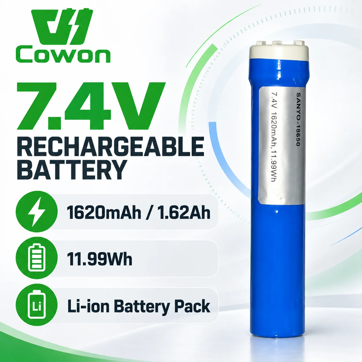 7.4V 1620mAh 11.99Wh 18650 Medical Li-ion Battery Pack Rechargeable Smart Battery for DentAmerica LITEX 696 TURBO