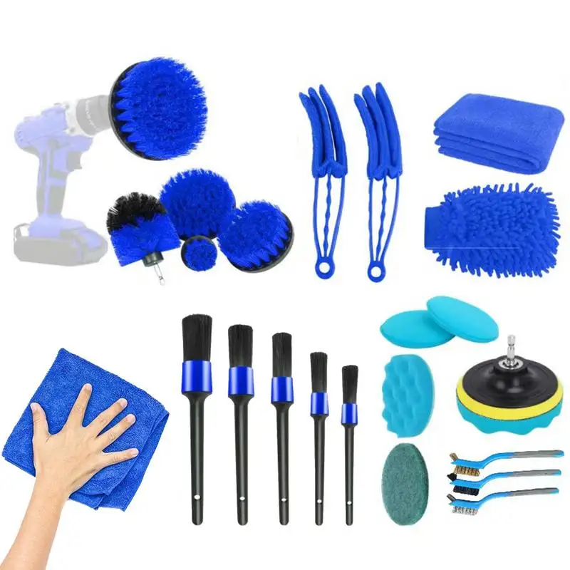 

Auto Detailing Brushes Set 22pcs Car Cleaning Brush Detailing Brush Set Drill Brush Set Car Detailing Cleaning Brushes Kit Car