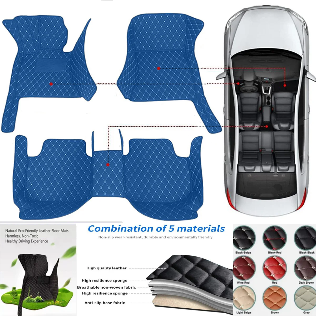 

Custom Car Floor Mats For Cadillac Escalade Auto Foot Coche Accessories Waterproof Leather Floor Liners