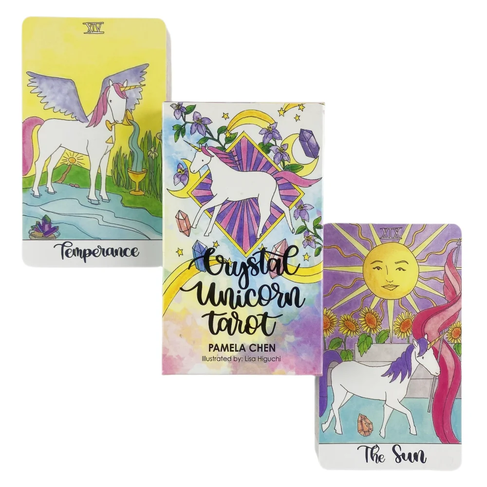 Crystal Unicorn Tarot Cards Game Fortune-telling Oracle Divination Visions Edition Messages Board Deck