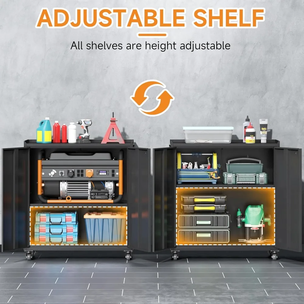 Portable Heavy-Duty Steel Tool Cabinet with Adjustable Shelves and Lockable Storage for Garage Organization