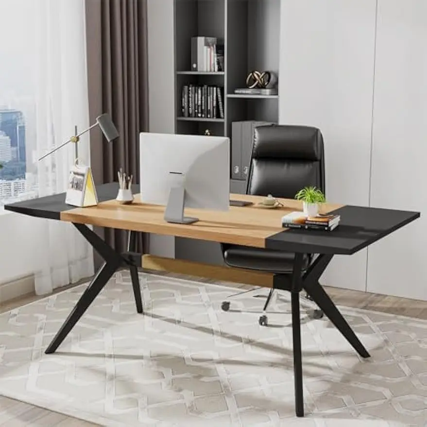 Grande mesa de escritório com moldura em forma de X, moderna mesa de trabalho, móveis empresariais para escritório doméstico, 63"