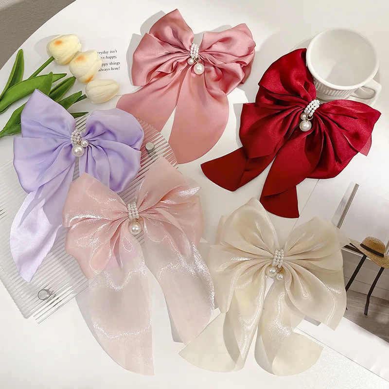 Headwear Set New Women Fashion Claw Clip Bow Sweet Fabric Hair Clip Ladies Back Head Duckbill Hair Accessories For Women