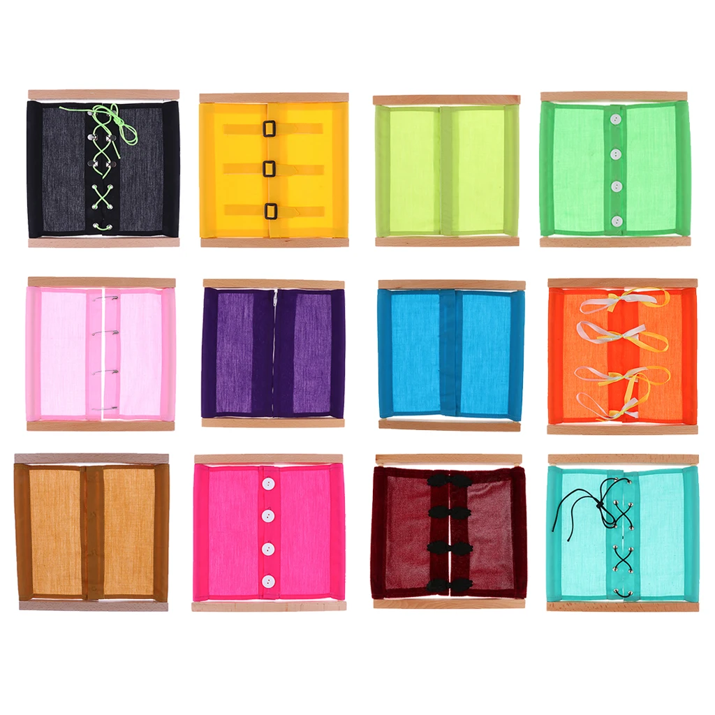 Quality 12 Pack Montessori Wooden Material-Dressing Frame Kids Early Educational Toys