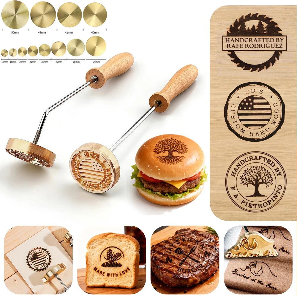 M8 Custom Branding Iron for Food, Steak Branding Iron Heating Stamp Personalized LOGO Stamp for Bakery Cake Bread Wood DIY Gift