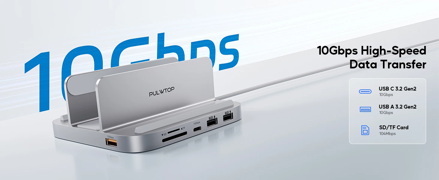 PULWTOP Mac mini Hub M1 M2 mit M.2 SSD-Gehäuse (NICHT für M4 2024), USB-C-Dock mit USB A/C 10 Gbit/s, USB A 2.0, SD/TF, Audio – Detail 4