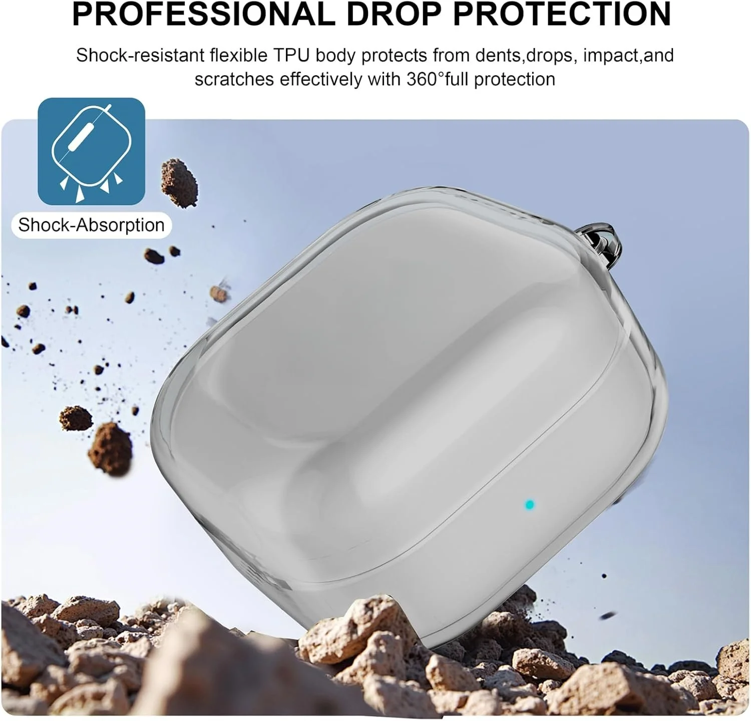 für Samsung Galaxy Buds 4 Pro Hülle/Buds 4 Hülle, stoßfeste, transparente Hülle für Samsung Galaxy Buds 4/4 Pro mit Schlüsselanhänger und Reinigungsset – Detail 2