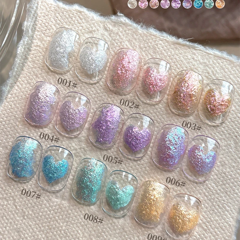 9 สีเล็บ Aurora Fairy Powder ครีมฤดูใบไม้ผลิฤดูร้อนสําหรับเล็บมืออาชีพออกแบบตกแต่งเม็ดสีเล็บเจล
