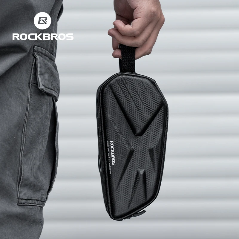 ROCKBROS Bicycle Bag 1.4L 3D Carbon Pattern EVA Hard Shell Top Tube Bag Tool Phone Storage MTB Bicycle Frame Bag Cycling Parts﻿