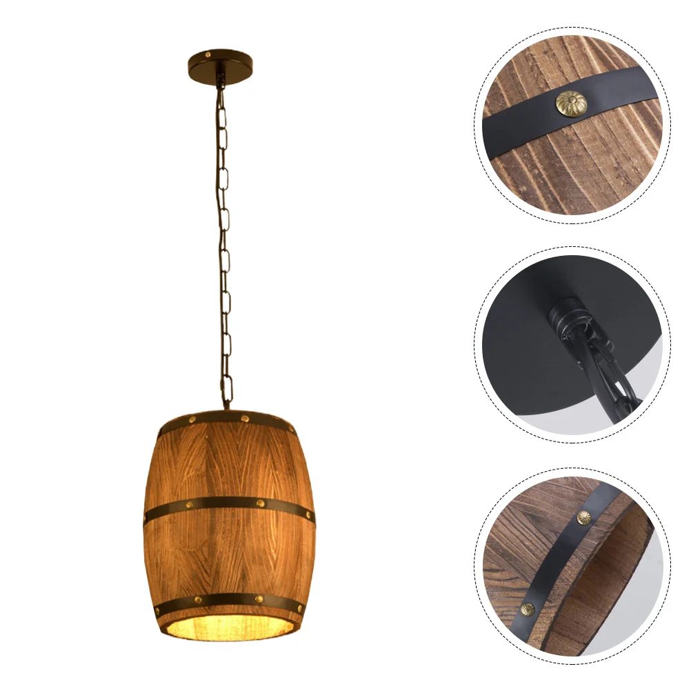 

1 Set Of Wood Bucket Hanging Light Industrial Retro Style Adjustable Cord 1 Meter Ceiling Lamp For Home Restaurant Loft Vintage