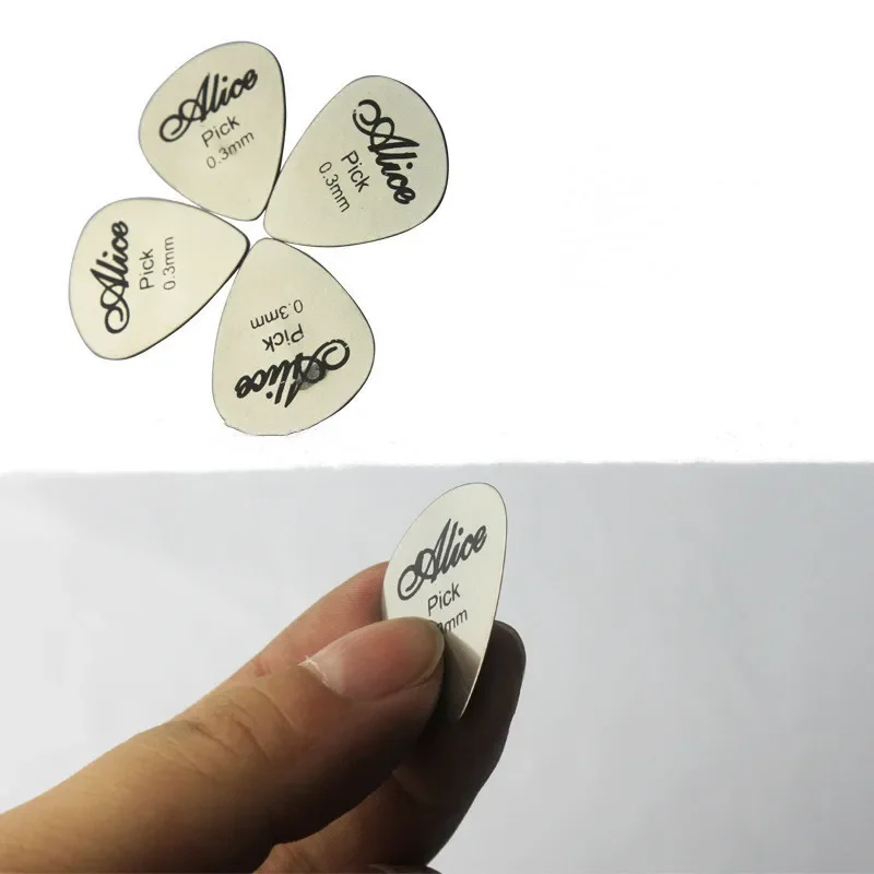 Hot Sale 10/5Pcs Metal Guitar Pick 0.3mm Durable Thin Silver Color Professional Bass Ukelele Finger Guitar Picks Accessories