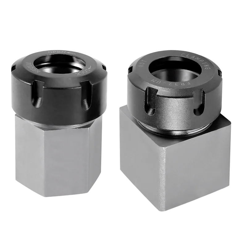 New ER32 Collet Chucks Block Set of 2 Square and Hex Workholding Holder for CNC Lathe Engraving Machine