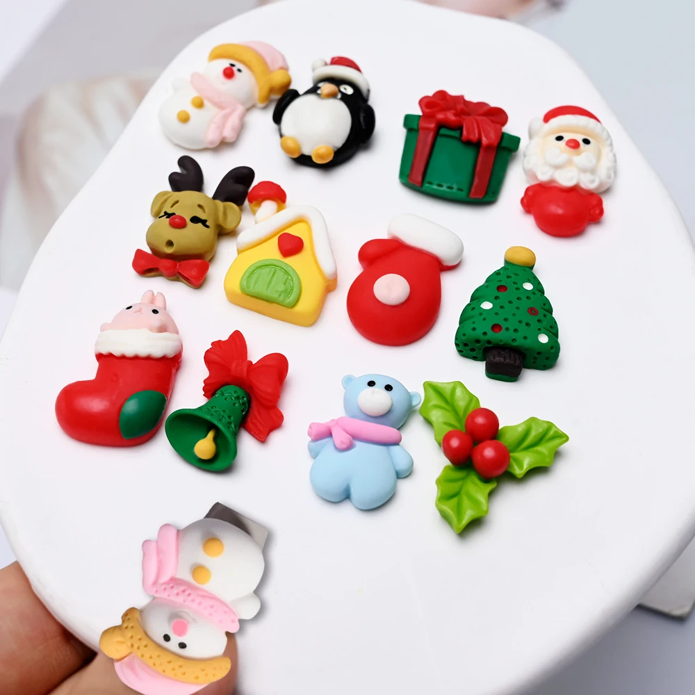 5 ชิ้น/ถุง 5D Nail Art Charm น่ารักและน่าสนใจ Santa Claus, ต้นไม้, ตกแต่งเล็บ DIY สําหรับเคสโทรศัพท์, ปากกา, เล็บ ฯลฯ