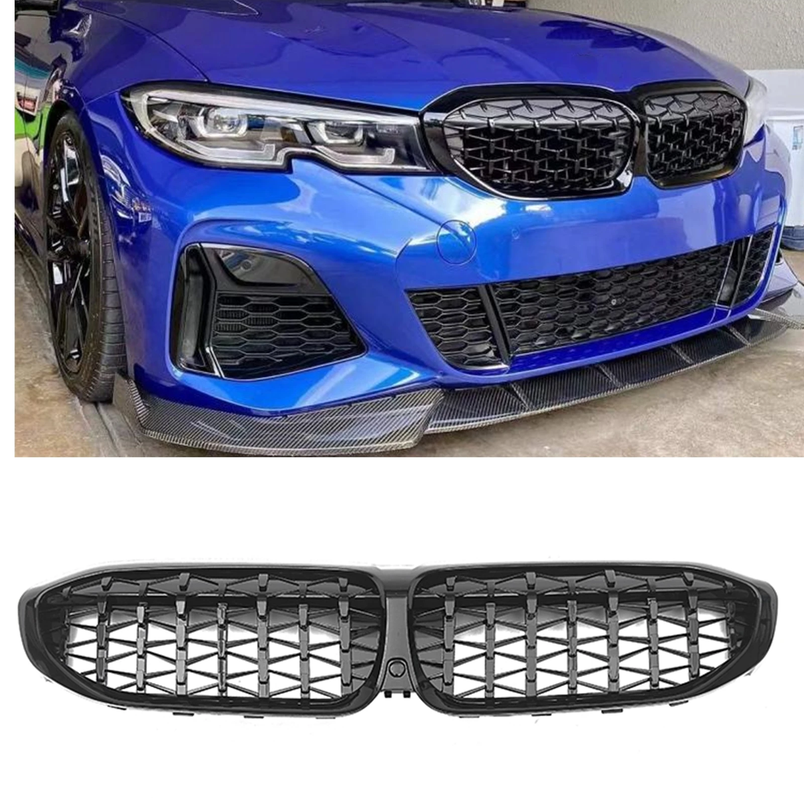 

Front Kidney Grille For BMW 3 Series G20 G21 G28 320i 330i M340i 2019-2022 Upper Bumper Hood Mesh Racing Grill Grid 51138072085