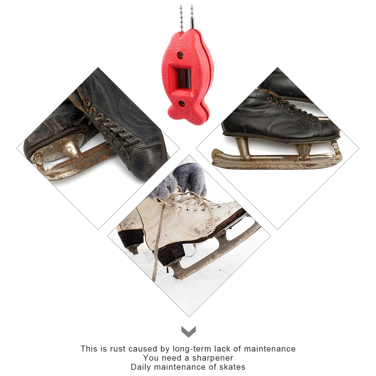 Hockey Shoelaces Ice Blade Maintenance Tool Skate Sharpener Handheld Conditioner Skating