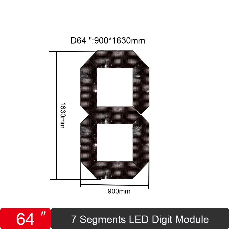 64 inch LED 7 Segment Display Big Size Segment Digital Module For Oil /Gas Price Sign Outdoor Waterproof Module