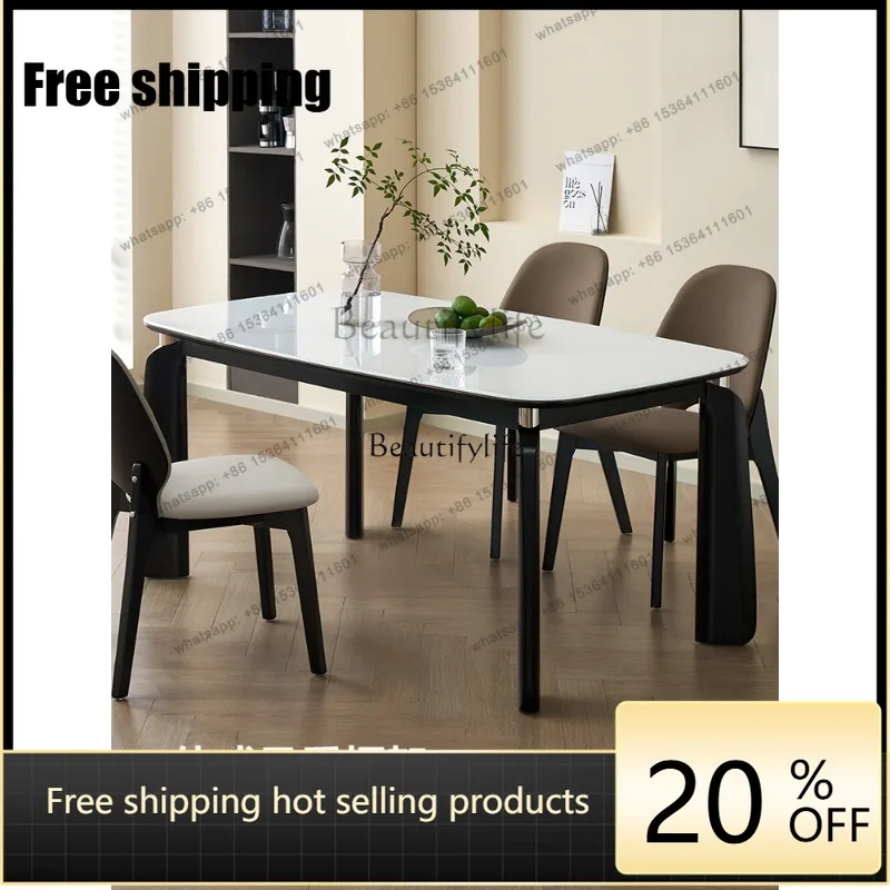 JJ Modern simplicity 2025 new living room small apartment high-end glass dining table