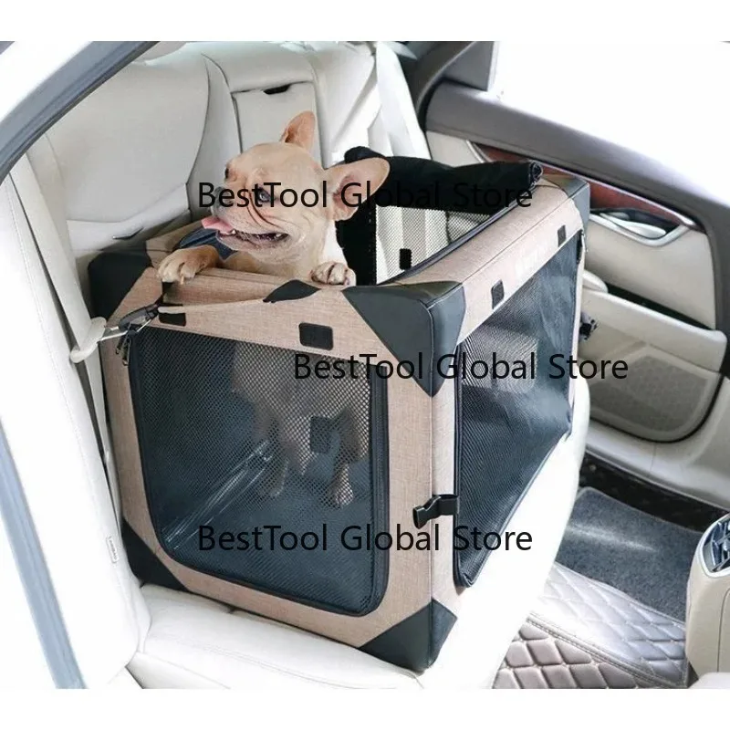 Hot Sale Po-le Pet Cage Collapsible Dog Hotel Crates with 4 Doors Solid Zipper Closure Foldable C-at Dog Car Seat Travel Bag