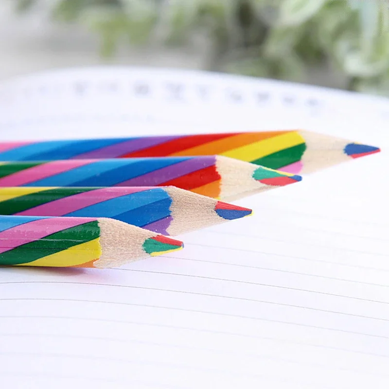 Cute 4 Color Concentric Rainbow Pencil for Student Children\'s Painting Graffiti Drawing Gift Art School Supplies