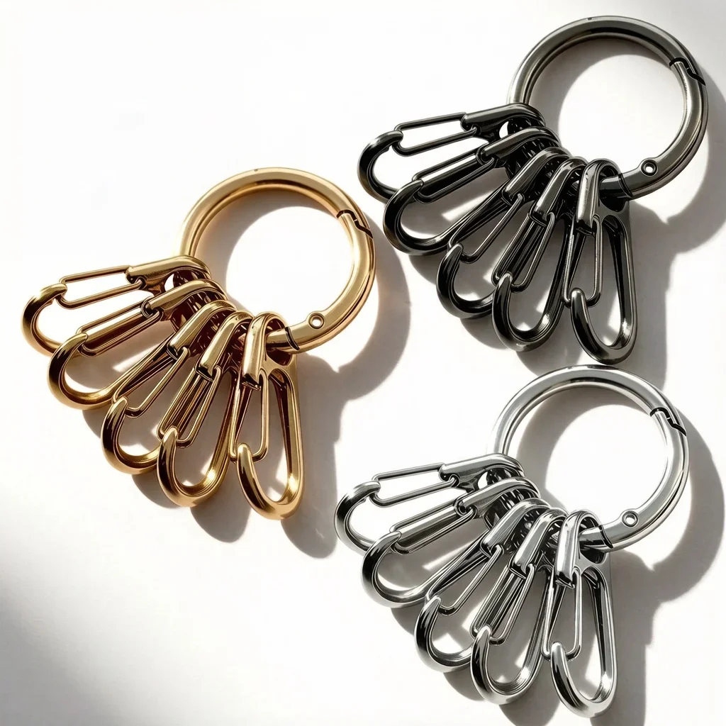 Metall-O-Ring-Federverschlüsse mit 5 Stück Hakenverschlüssen für DIY Öffnbare Runde Karabiner Schlüsselanhänger Clips Hakenverschlüsse Zubehör – Detail 1