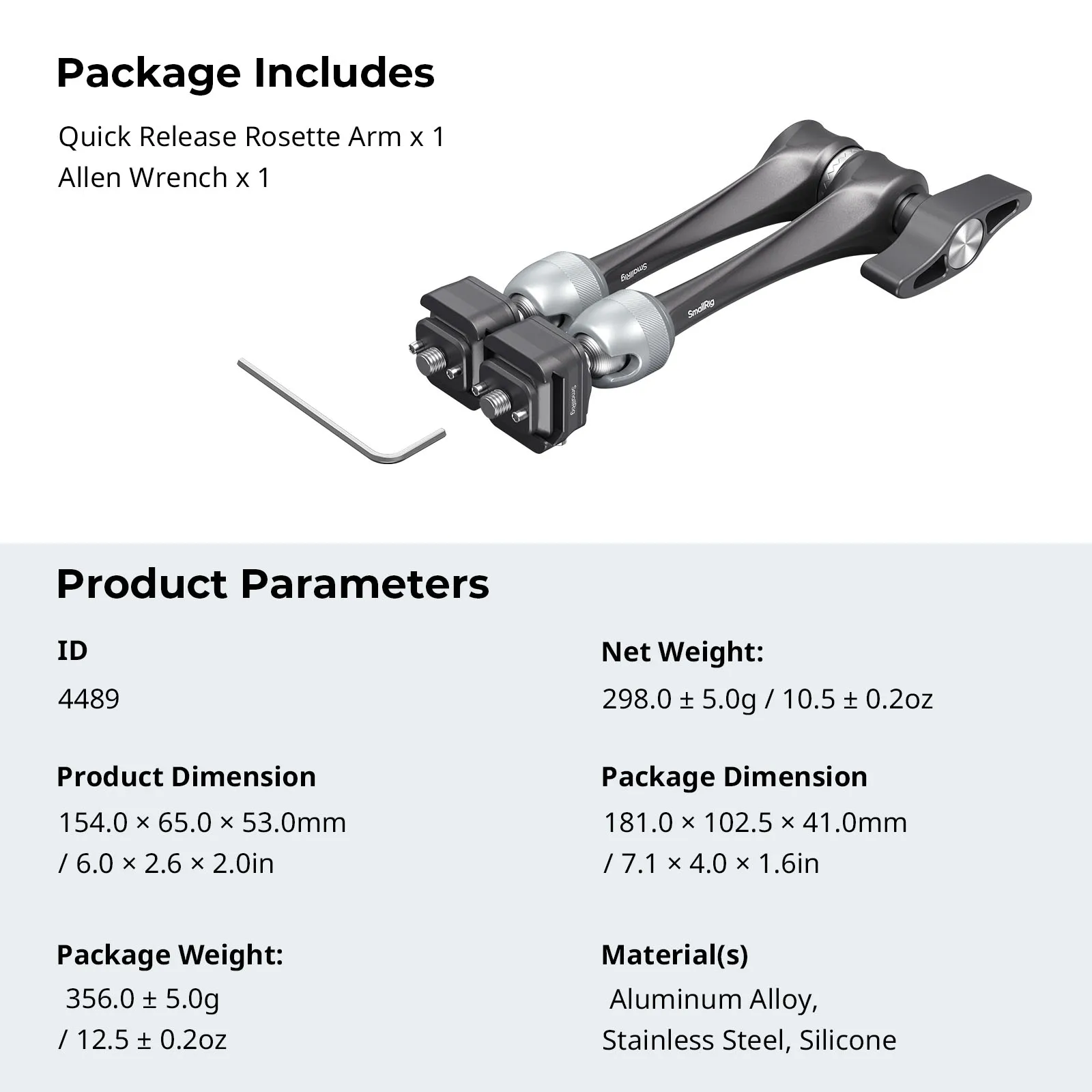 SmallRig HawkLock H21 Quick Release rozet magische arm ((7" /11") voor iPads voor actiecamera's voor verlichting tot 3 kg belasting 4489