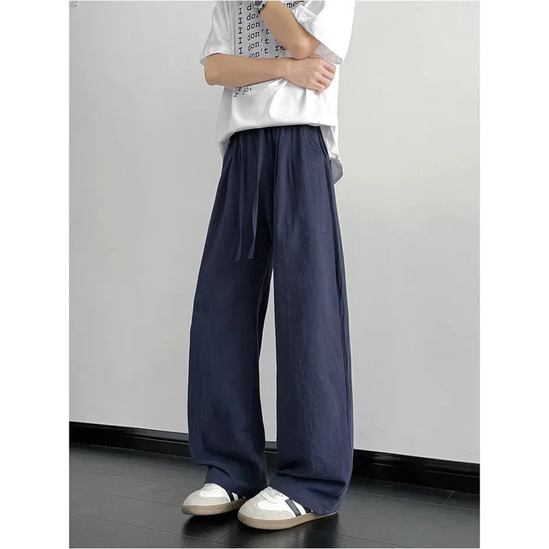 

"Men's Summer Lightweight Linen Cotton Relaxed Fit Trousers - Loose Straight Leg Casual Pants with Dropped Hem Old Money Aesthet