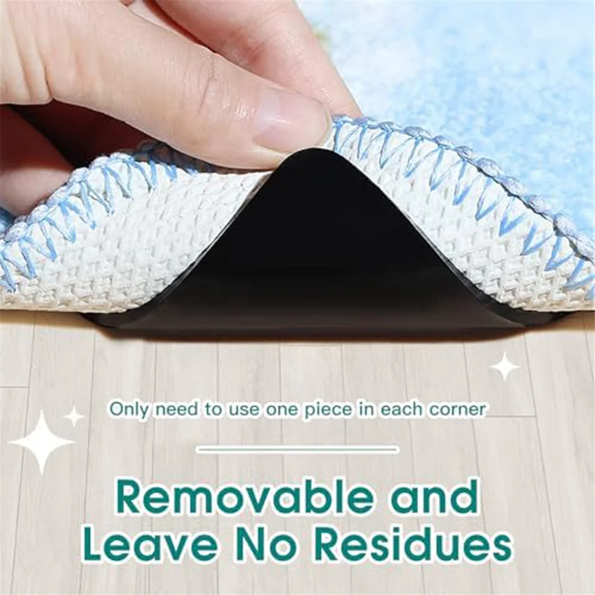Double Sided Rug Pad for Hardwood Floors, Washable Carpet Tape for Area Rugs, Rug Anti-Slip Grips