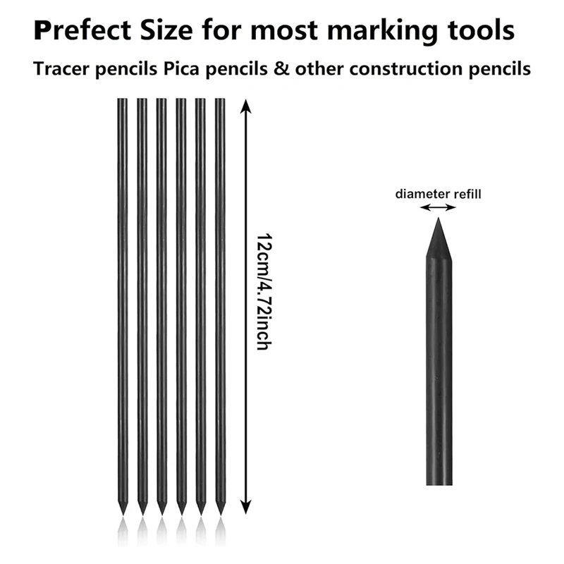 48Pcs 2.8mm Carpenter Pencil Refills for & Pencils, Ideal for Woodworking & Construction [33A HPro]