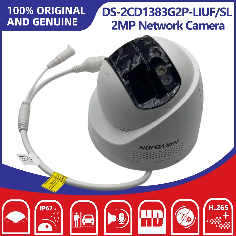 Hikvision DS-2CD1383G2P-LIUF/SL 8MP 180° Dual Lens Wide Angle IP Camera Two-Way Audio Smart Hybrid Light IP67 Outdoor Security C