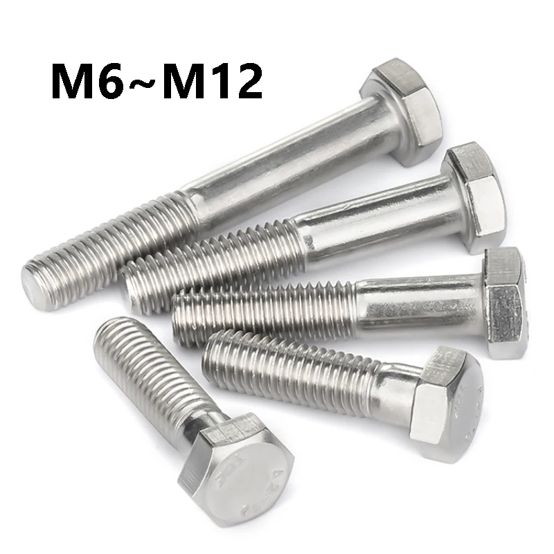 Half Thread Hexagon Head Bolt M6 M8 M10 M12 304 Stainless Steel Partial Thread Half Tooth External Hex Head Screws