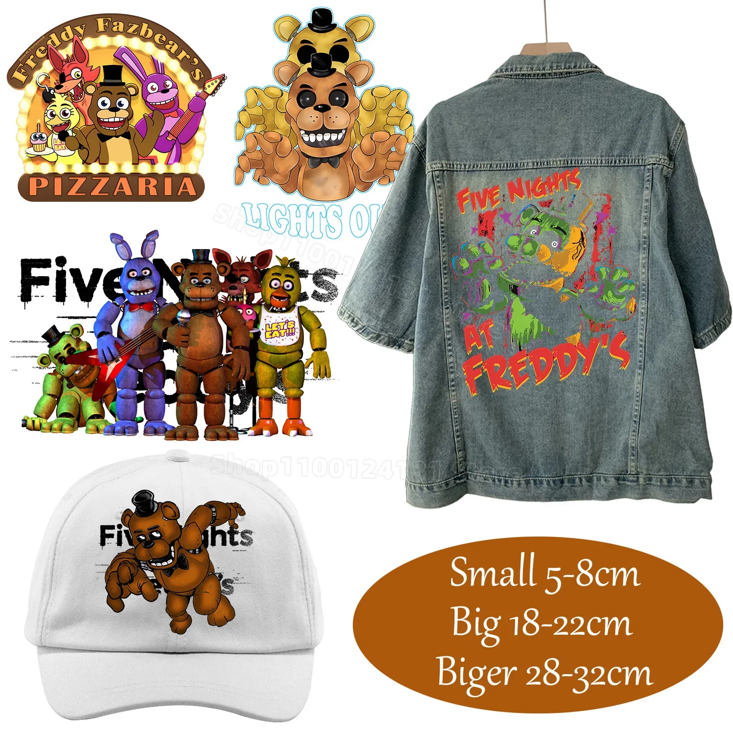 

New Style Fnaf Patches for Clothing Five Nights At Freddy´s Figure Heat Transfer Stickers for T-Shirt Anime Patch Sticker DIY