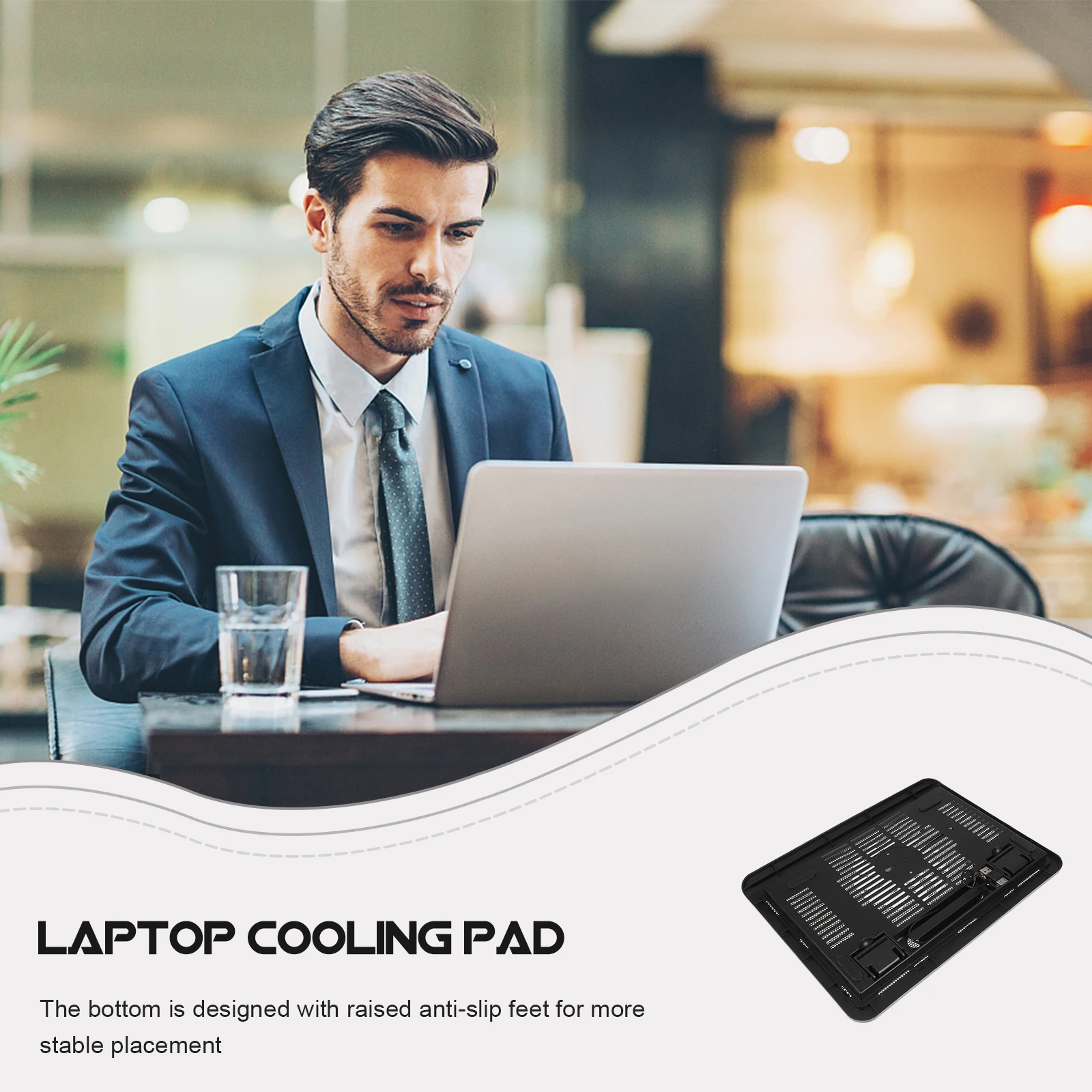 

Silent Laptop Cooling Pad USB Powered Large Ventilation Gaming Stand Heat Dissipation Notebook PC Holder Anti Slip Feet