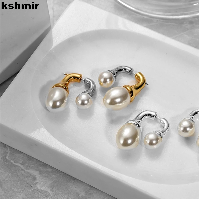 kshmir Fashion size pearl female earrings retro temperament simple female stud