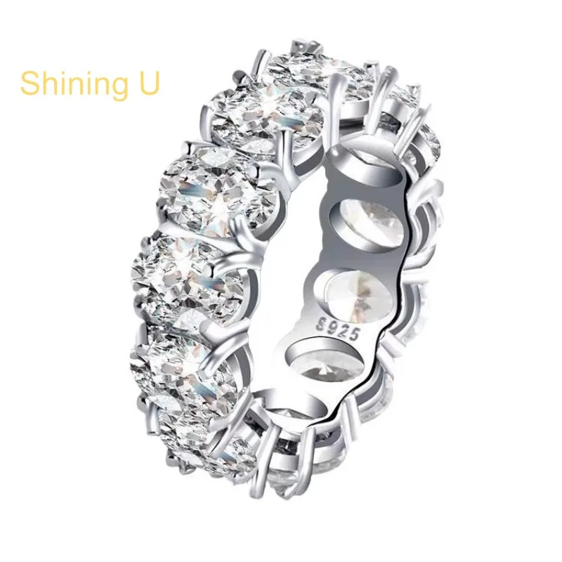 

Shining U S925 Silver Oval 0.5ct Zircon Gems Ring for Women Fine Jewelry Anniversary Engagement