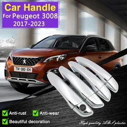 for Peugeot 3008 MK2 P84E 2017 2018 2019 2020 2021 2022 2023 Chrome Door Handle Cover Car Accessories Stickers Rustproof Catch