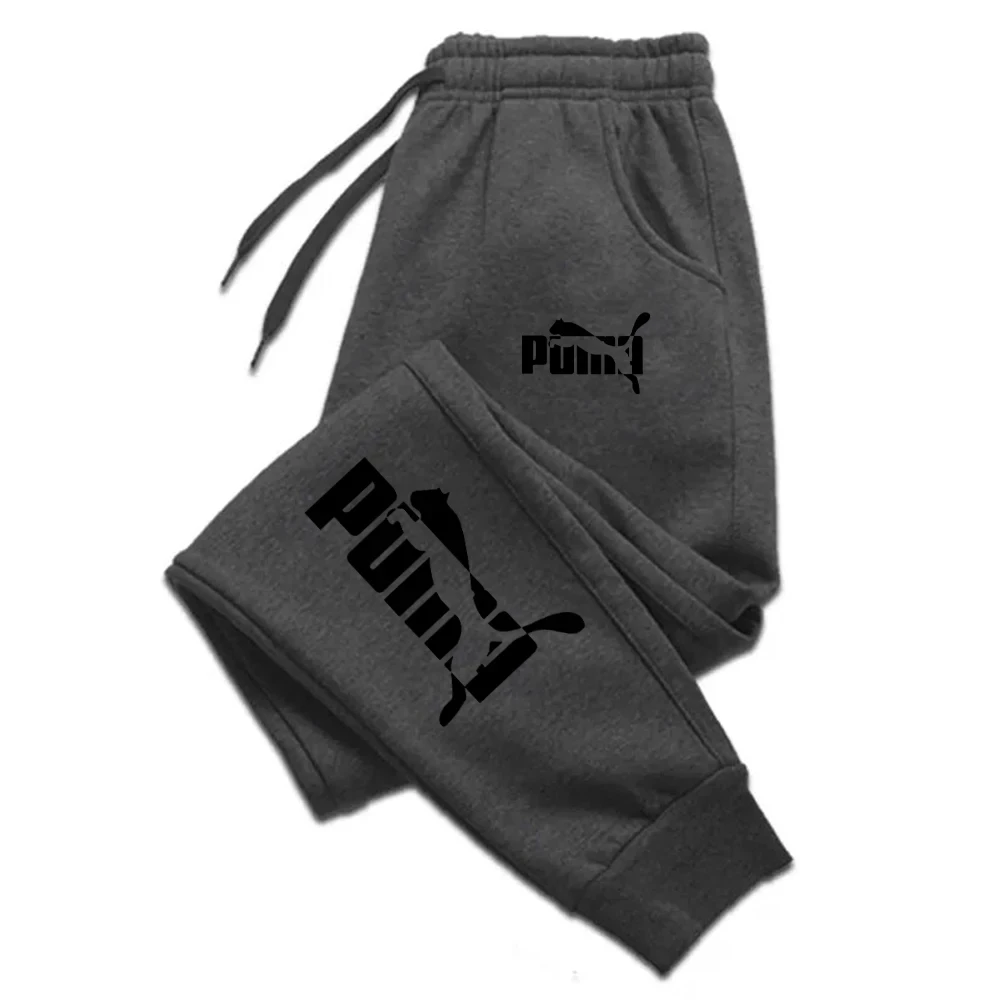 Fashion Letter Print Winter Warm Sweatpants Men's Casual Joggers Trousers Male Fashion Loose Soft Pants