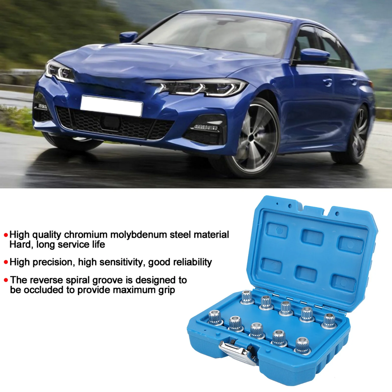 

10Pcs Wheel Locking Lug Nut Key Set Remover Installation Anti‑Theft Kit