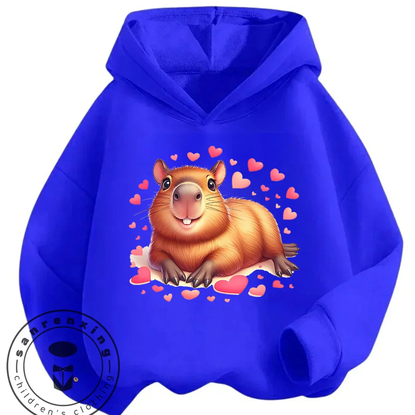 

Autumn Winter Kawaii Cute Hooded Sweatshirt Capybara 3-14Y Kids Cartoon Street Hot Fashion Outdoor Casual Lovely