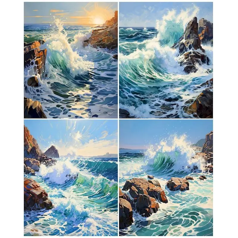 

GATYZTORY Acrylic Paint By Numbers For Adults Seaside Landscape Drawing On Number Diy Crafts Wall Decor Gift Coloring With Numbe
