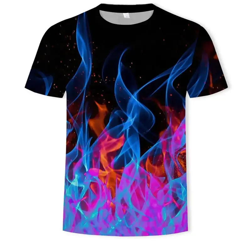 Camoufl Flaming Tshirt Men Women T Shirt 3d T-shirt Black Tee Casual Top Anime Camiseta Streatwear Short Sleeve Tshirt Asiansize