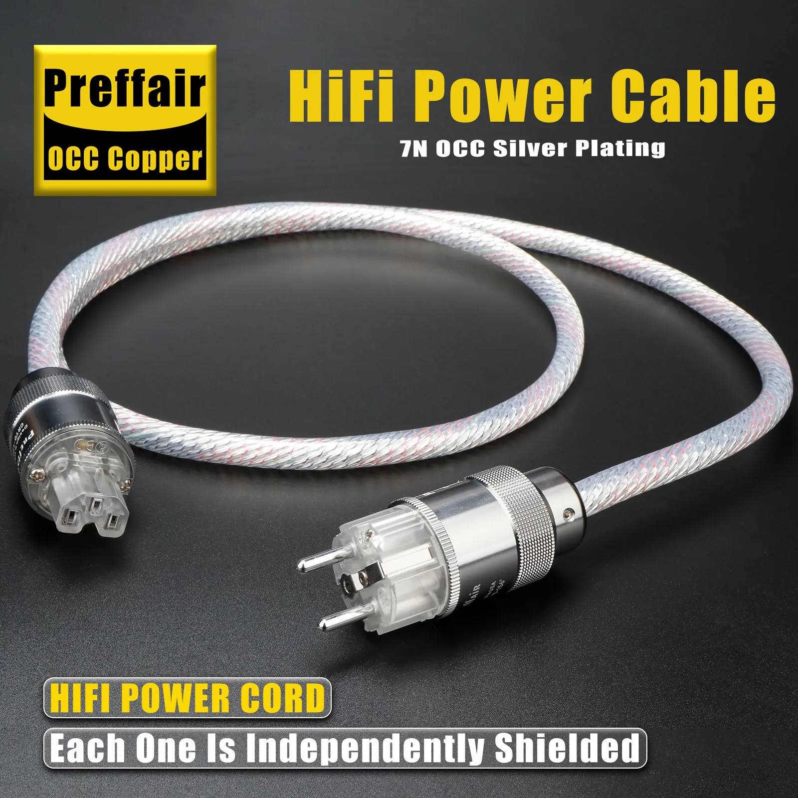 

Hifi Power Cable Audiophile Schuko OCC Power Cord With EU/US/AU Rhodium Plated Power Plug for CD Player Amplifier Power Cable