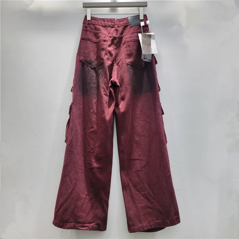 [zoci] Street 2024 Autumn New High Waist Narrow Edition Straight Tube Large Pocket Ankola  Wide Leg Work Clothes Pants