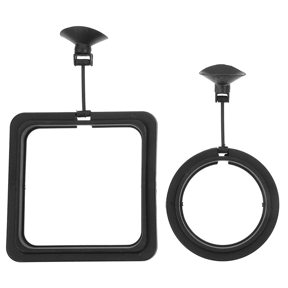 

2Pcs Floating Food Rings Reusable Aquarium Feeding Ring for Small Fish Tank with Suction Cup Holder Smooth Round Square Design