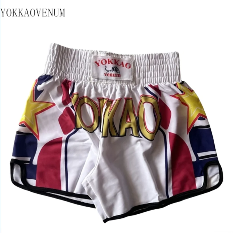 YOKKAOVEUM boxing shorts combat training fitness men's quick drying shorts gym Muay Thai sports shorts