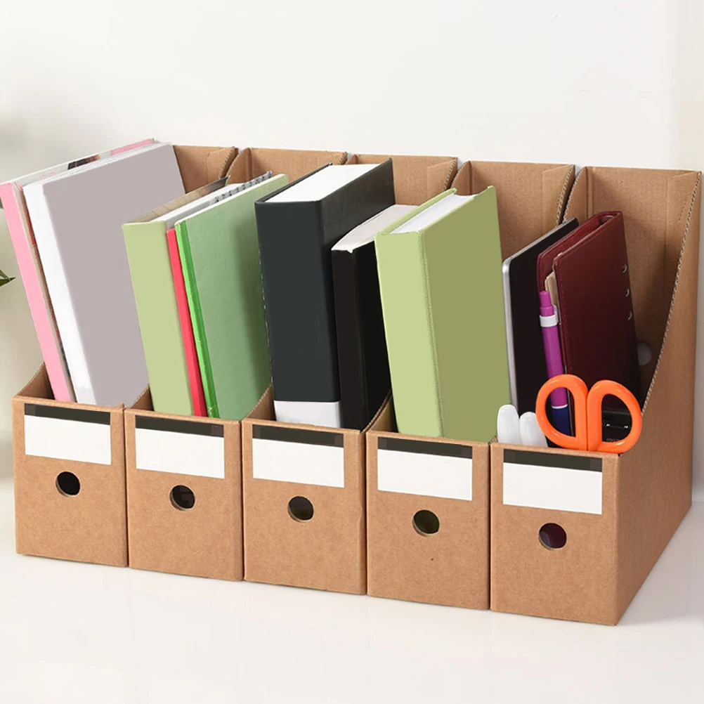 

10 PCS File Storage Box Lightweight Useful Case Home Files Holders Cardboard Dormitory Office Kraft Paper Desktop Boxes