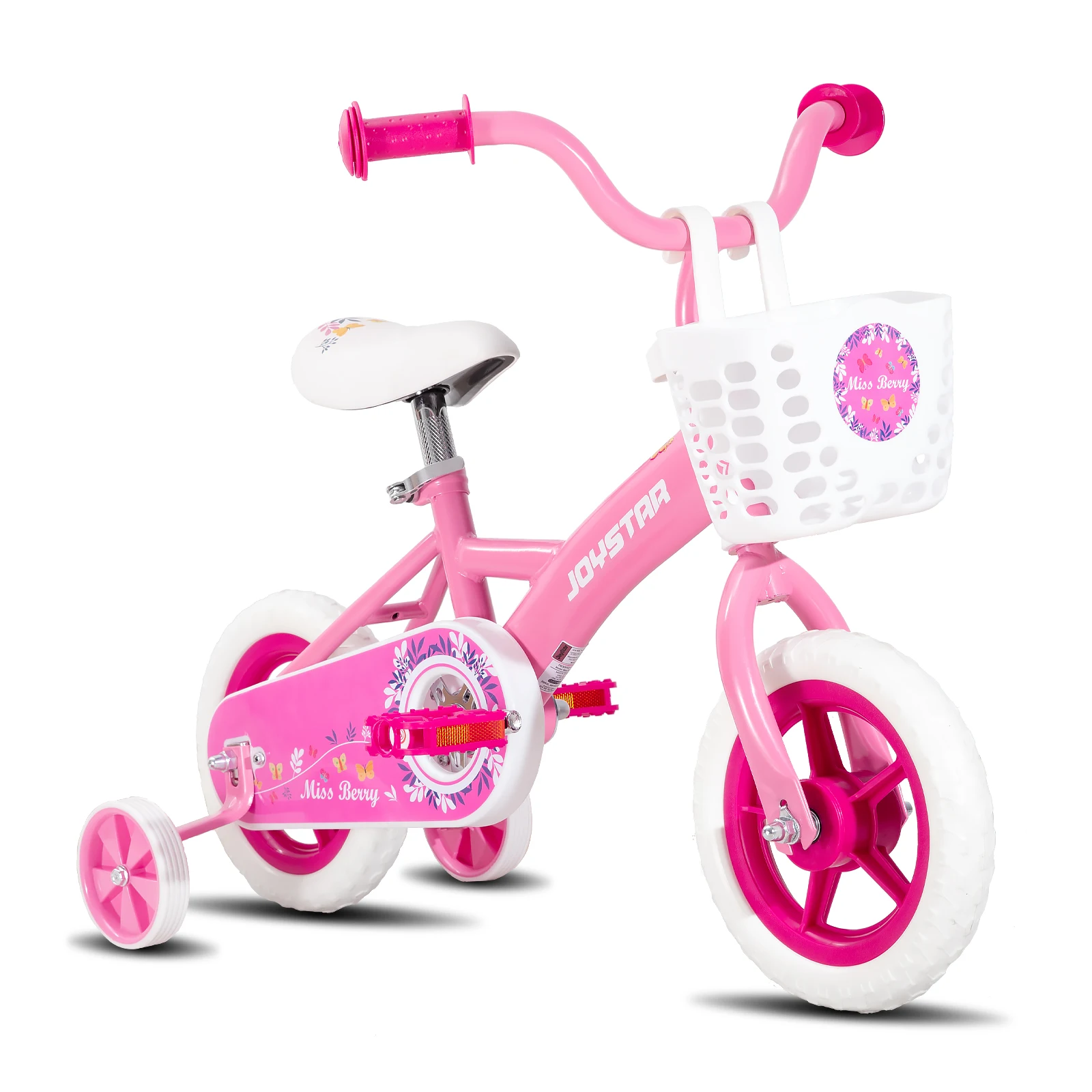 JOYSTAR 10/12 Inch Kids Bike for Boys and Girls Ages 1-4 Years, Toddler Bike with Training Wheels, Detachable Push Handle, Pink