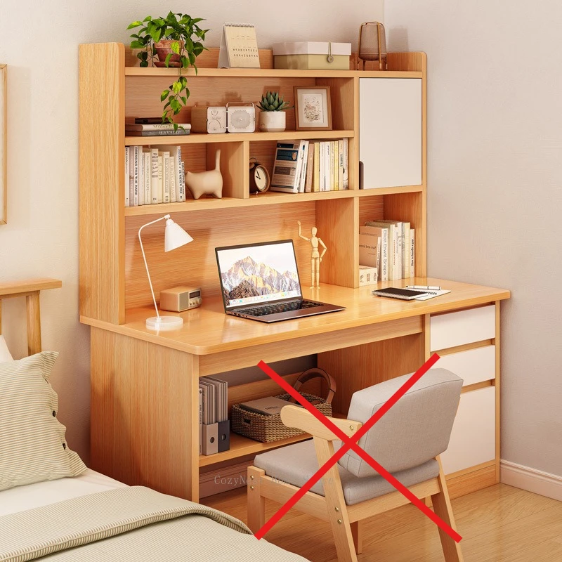 Desk & Bookcase Set, Middle School Student Home Study Table, Bedroom Writing & PC Desk