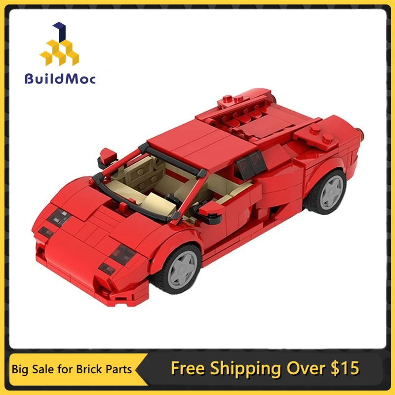 MOC 레드 디아블로 6.0 Supercar 빌딩 블록 키트 LP5000 QV 레이싱 Hypercar SV 스포츠 차량 트럭 DIY 벽돌 모델 어린이 장난감 선물