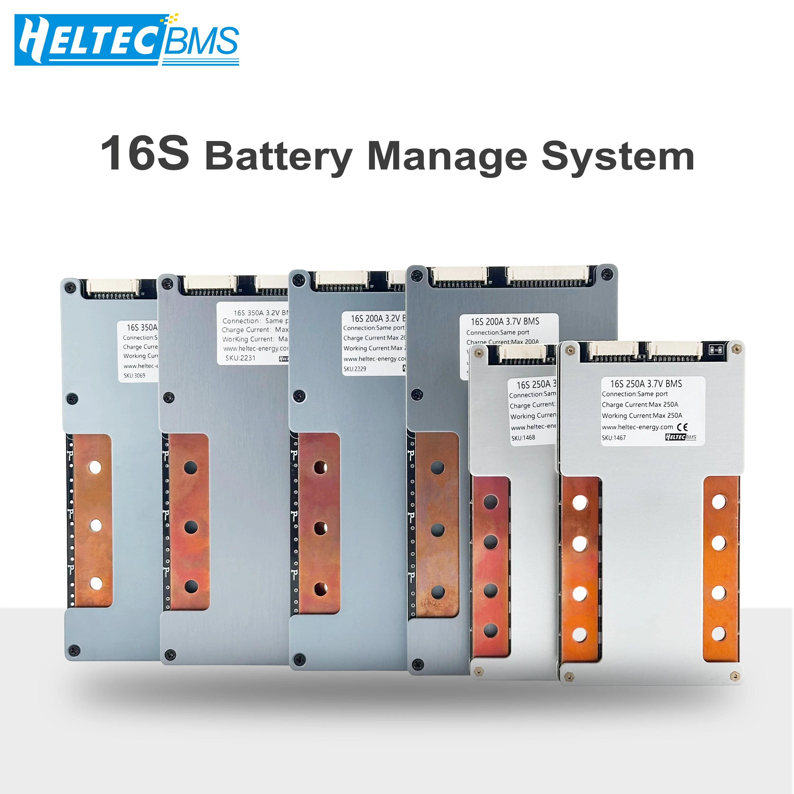 Heltecbms 16s 48v bms lifepo4/Lipo 16S 60V same port with balance 160A 200A 250A 350A  board for inverter bms