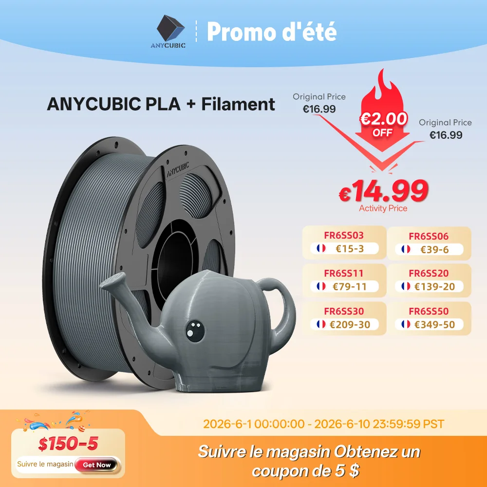 Filament ANYCUBIC PETG pour imprimante 3D, 1 kg/rouleau, multicolore, 1,75 mm, plastique, impression 3D pour Kobra 3 Combo S1C pour imprimante 3D